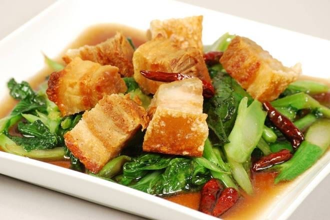 Chinese Broccoli with Crispy Pork.