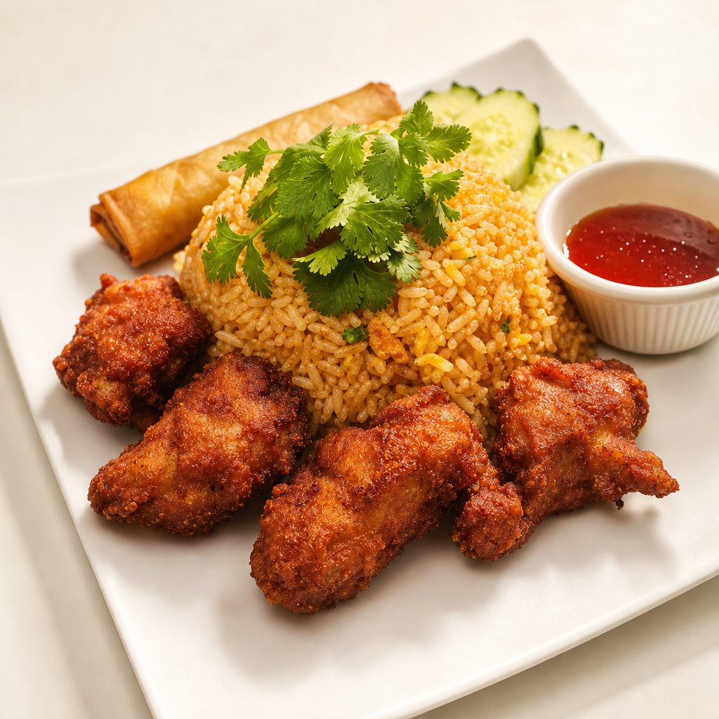 Combo #1 Fried Rice with Fried Chicken.