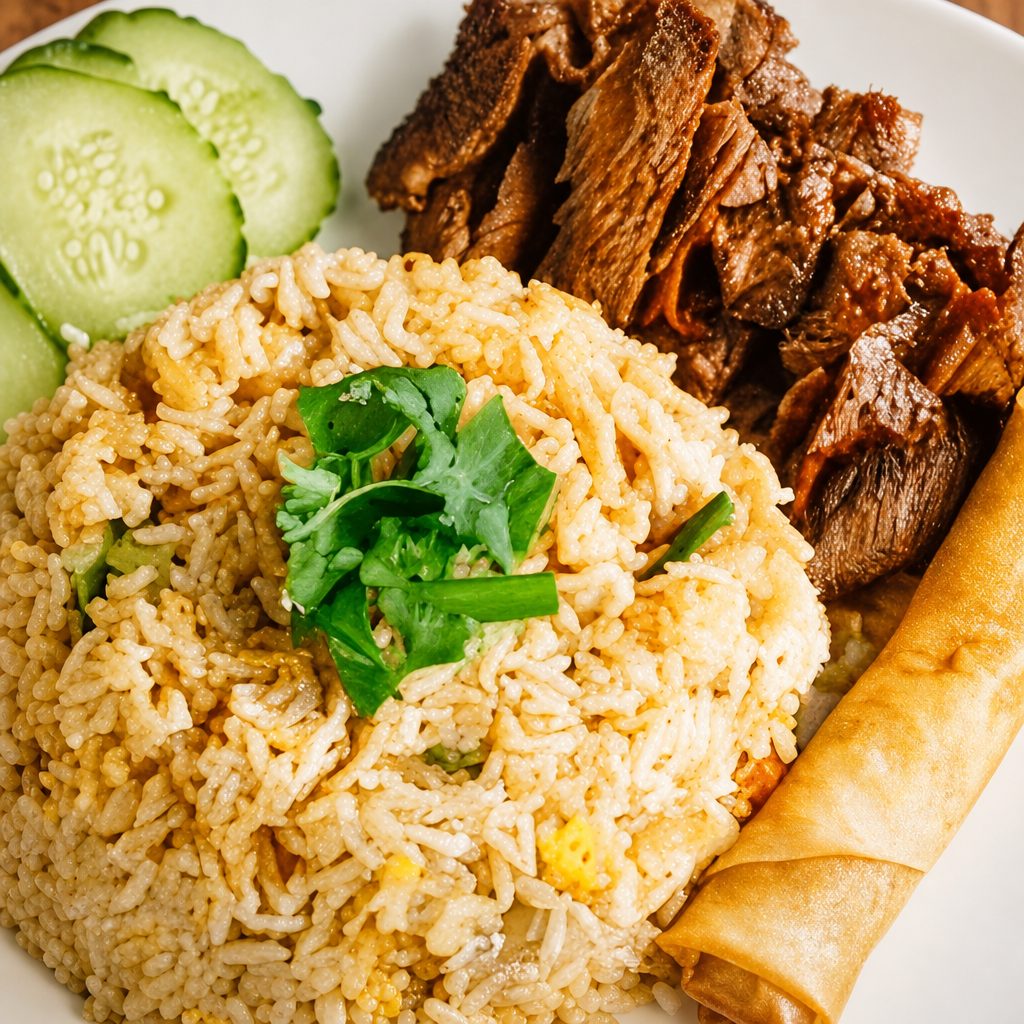 Combo #6Fried Rice with BBQ Pork or BBQ Beef.