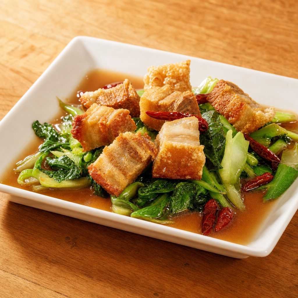 Chinese Broccoli with Crispy Pork.